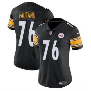 Women's Pittsburgh Steelers #76 Troy Fautanu 2024 Draft Black Vapor Stitched Football Jersey(Run Small) Women's Pittsburgh Steelers #76 Troy Fautanu 2024 Draft Black Vapor Stitched Football Jersey(Run Small)
