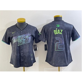 Women's Tampa Bay Rays #2 Yandy Diaz Charcoal 2024 City Connect Limited Stitched Baseball Jersey(Run Small) Women's Tampa Bay Rays #2 Yandy Diaz Charcoal 2024 City Connect Limited Stitched Baseball Jersey(Run Small)