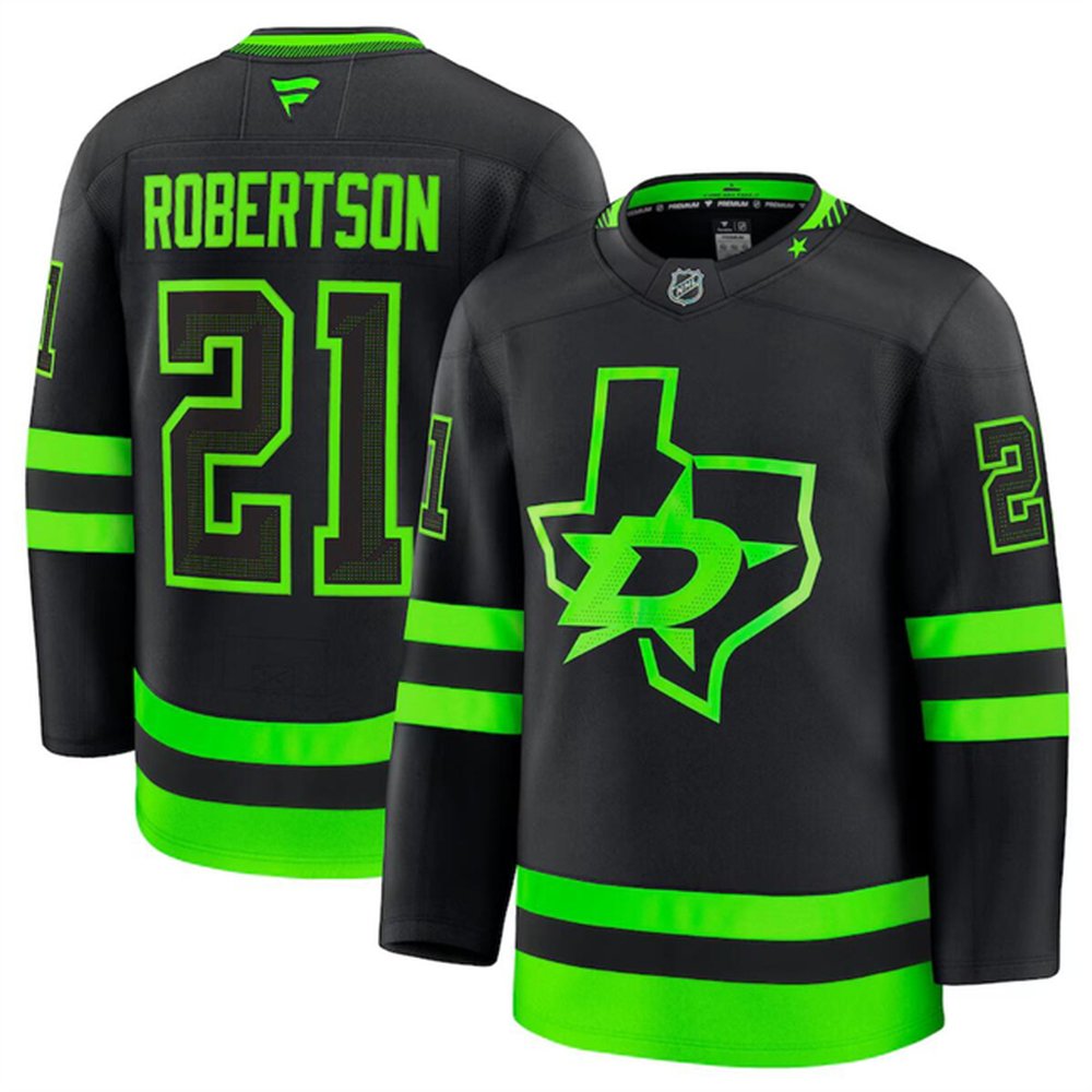 Youth Dallas Stars #21 Jason Robertson Black 2024-25 Alternate Stitched Hockey Jersey Youth Dallas Stars #21 Jason Robertson Black 2024-25 Alternate Stitched Hockey Jersey