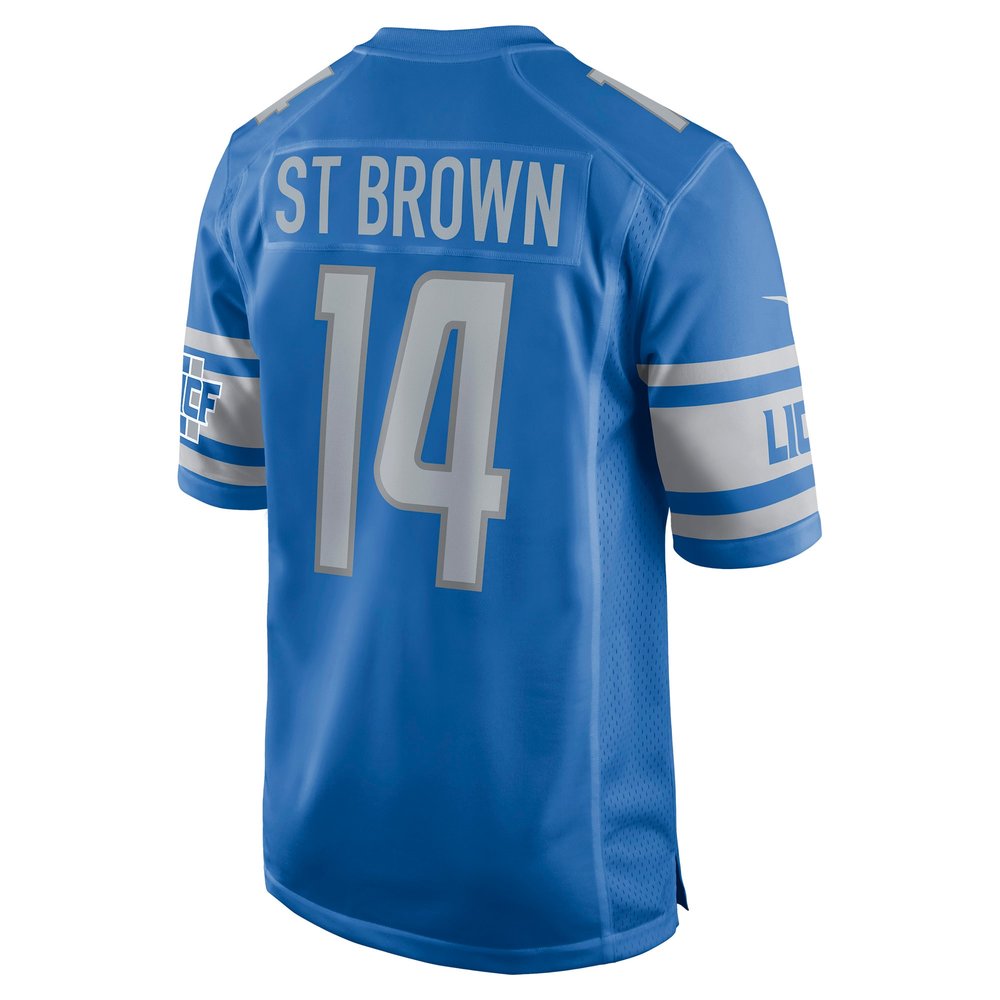 Men's Detroit Lions #14 Amon-Ra St. Brown Blue Game Player Jersey