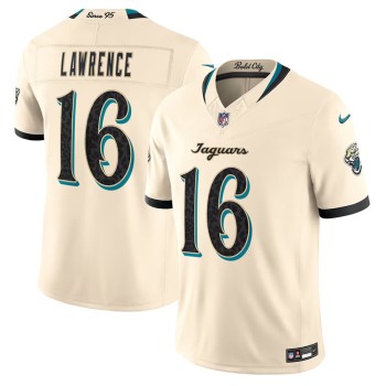Men's Jacksonville Jaguars #16 Trevor Lawrence Cream 2026 Rivalries Collection Vapor F.U.S.E. Limited Jersey Men's Jacksonville Jaguars #16 Trevor Lawrence Cream 2026 Rivalries Collection Vapor F.U.S.E. Limited Jersey