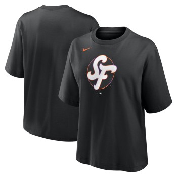 Women's San Francisco Giants Nike Black 2025 City Connect Logo Boxy T-Shirt Women's San Francisco Giants Nike Black 2025 City Connect Logo Boxy T-Shirt