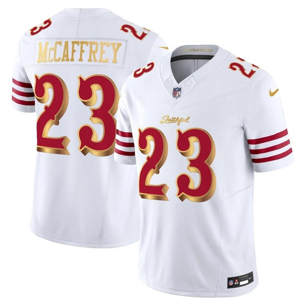 Men's San Francisco 49ers #23 Christian McCaffrey White Rivalries Collection F.U.S.E. Vapor Limited Stitched Jersey Men's San Francisco 49ers #23 Christian McCaffrey White Rivalries Collection F.U.S.E. Vapor Limited Stitched Jersey