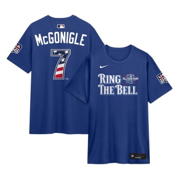 Men's American League #7 Kevin McGonigle Nike Rush Blue 2026 All-Star Game Name & Number T-Shirt Men's American League #7 Kevin McGonigle Nike Rush Blue 2026 All-Star Game Name & Number T-Shirt