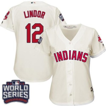 indians #12 Francisco Lindor Cream 2016 World Series Bound Women's Alternate Stitched MLB Jersey indians #12 Francisco Lindor Cream 2016 World Series Bound Women's Alternate Stitched MLB Jersey