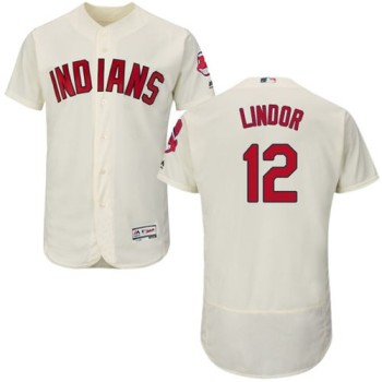 indians #12 Francisco Lindor Cream Flexbase Authentic Collection Stitched MLB Jersey indians #12 Francisco Lindor Cream Flexbase Authentic Collection Stitched MLB Jersey