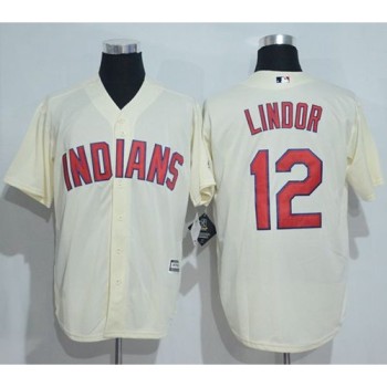indians #12 Francisco Lindor Cream New Cool Base Stitched MLB Jersey indians #12 Francisco Lindor Cream New Cool Base Stitched MLB Jersey