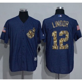 indians #12 Francisco Lindor Denim Blue Salute to Service Stitched MLB Jersey indians #12 Francisco Lindor Denim Blue Salute to Service Stitched MLB Jersey