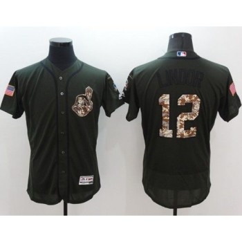 indians #12 Francisco Lindor Green Flexbase Authentic Collection Salute to Service Stitched MLB Jersey indians #12 Francisco Lindor Green Flexbase Authentic Collection Salute to Service Stitched MLB Jersey