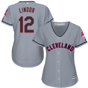 indians #12 Francisco Lindor Grey Women's Road Stitched MLB Jersey indians #12 Francisco Lindor Grey Women's Road Stitched MLB Jersey