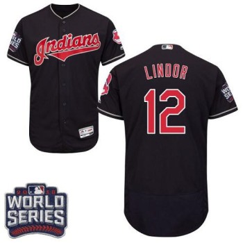 indians #12 Francisco Lindor Navy Blue Flexbase Authentic Collection 2016 World Series Bound Stitched MLB Jersey indians #12 Francisco Lindor Navy Blue Flexbase Authentic Collection 2016 World Series Bound Stitched MLB Jersey