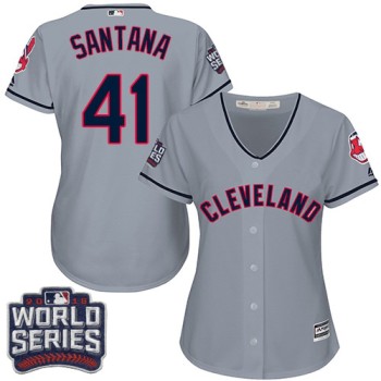 indians #41 Carlos Santana Grey 2016 World Series Bound Women's Road Stitched MLB Jersey indians #41 Carlos Santana Grey 2016 World Series Bound Women's Road Stitched MLB Jersey