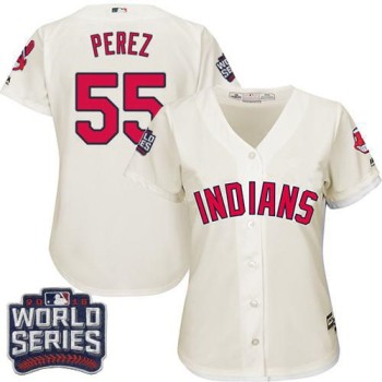 indians #55 Roberto Perez Cream 2016 World Series Bound Women's Alternate Stitched MLB Jersey indians #55 Roberto Perez Cream 2016 World Series Bound Women's Alternate Stitched MLB Jersey