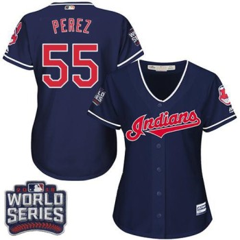 indians #55 Roberto Perez Navy Blue 2016 World Series Bound Women's Alternate Stitched MLB Jersey indians #55 Roberto Perez Navy Blue 2016 World Series Bound Women's Alternate Stitched MLB Jersey
