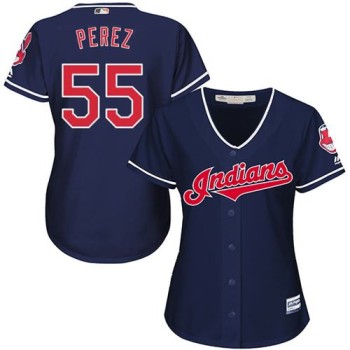 indians #55 Roberto Perez Navy Blue Women's Alternate Stitched MLB Jersey indians #55 Roberto Perez Navy Blue Women's Alternate Stitched MLB Jersey