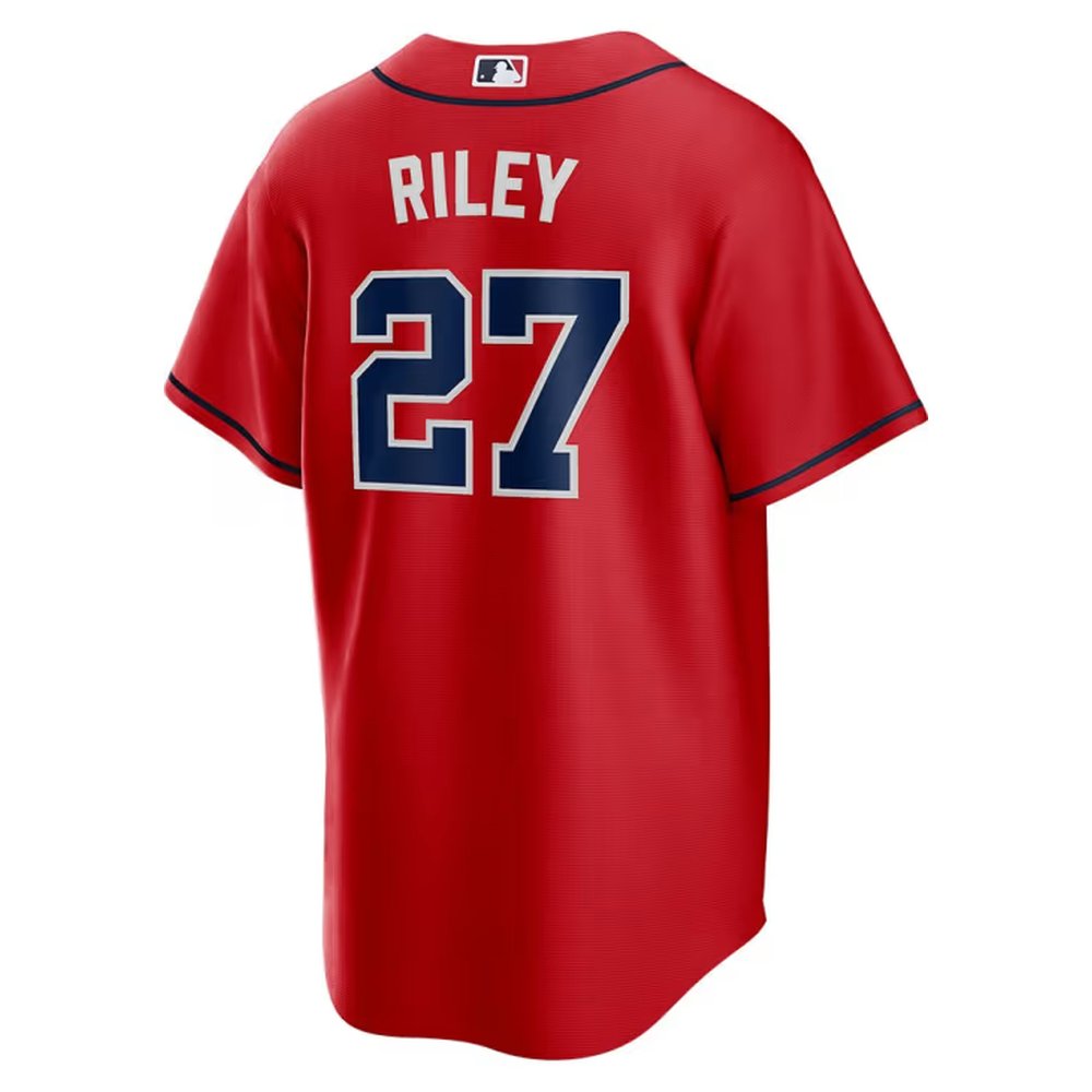 Men's Atlanta Braves #27 Austin Riley Red Home Replica Player Jersey