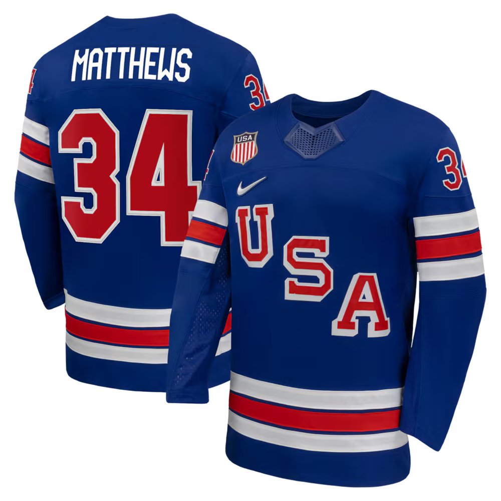 Youth USA Hockey #34 Auston Matthews Royal 2026 Home Replica Jersey