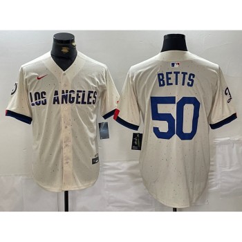 Men's Los Angeles Dodgers #50 Mookie Betts Cream Stitched Baseball Jersey Men's Los Angeles Dodgers #50 Mookie Betts Cream Stitched Baseball Jersey