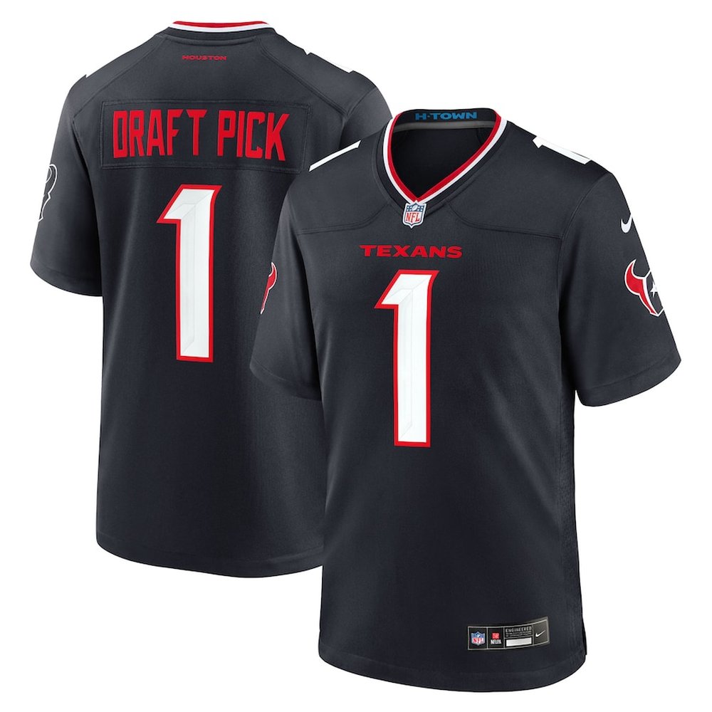Youth Houston Texans #1 Nike Navy 2025 NFL Draft First Round Pick No. 25 Game Jersey