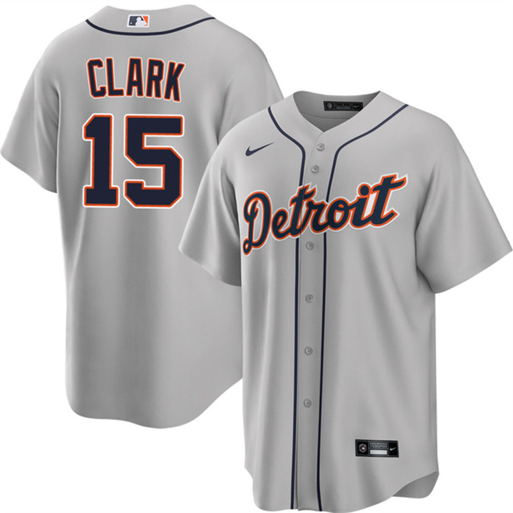 Men's Detroit Tigers #15 Max Clark Grey 2026 Road Baseball Jersey