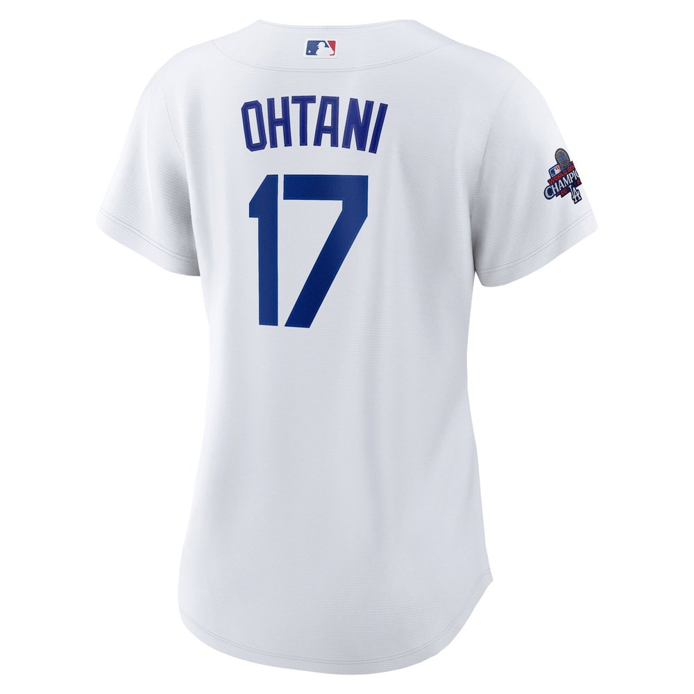 Women's Los Angeles Dodgers #17 Shohei Ohtani White 2024 World Series Champions Home Replica Player Jersey