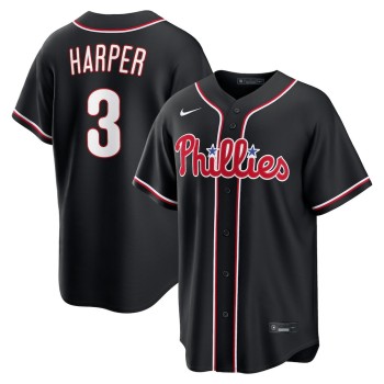 Men's Philadelphia Phillies #3 Bryce Harper Fashion Replica Black Out Jersey Men's Philadelphia Phillies #3 Bryce Harper Fashion Replica Black Out Jersey
