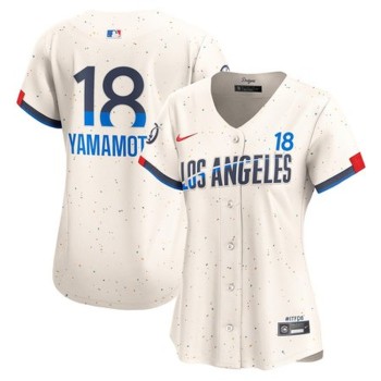 Women's Los Angeles Dodgers #18 Yoshinobu Yamamoto Cream 2024 City Connect Limited Player Jersey Women's Los Angeles Dodgers #18 Yoshinobu Yamamoto Cream 2024 City Connect Limited Player Jersey