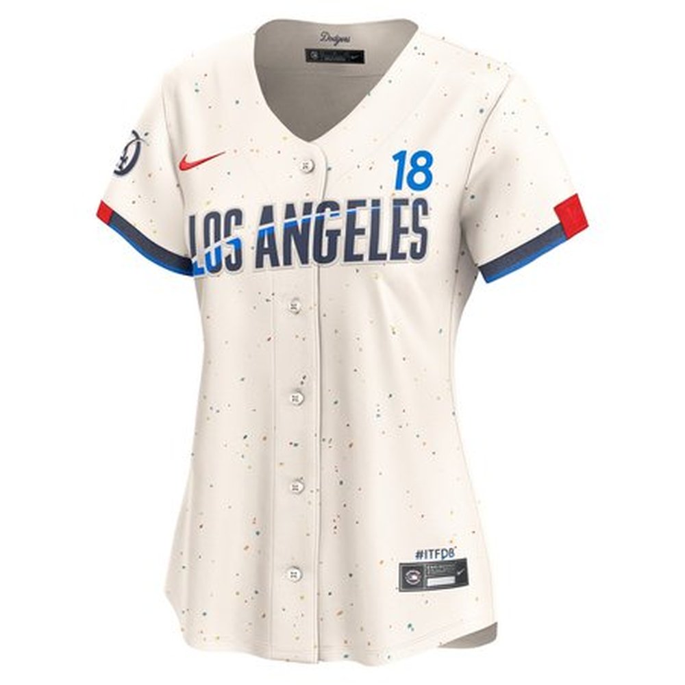 Women's Los Angeles Dodgers #18 Yoshinobu Yamamoto Cream 2024 City Connect Limited Player Jersey Women's Los Angeles Dodgers #18 Yoshinobu Yamamoto Cream 2024 City Connect Limited Player Jersey