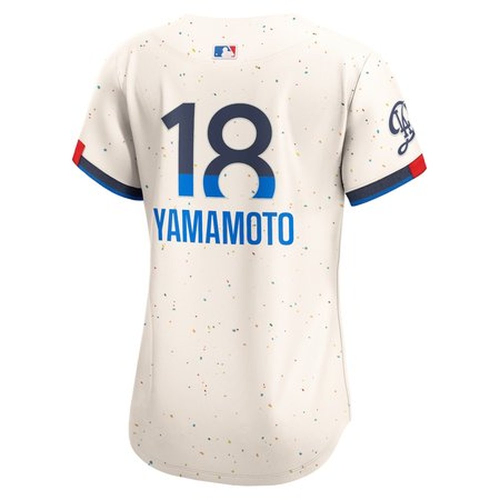 Women's Los Angeles Dodgers #18 Yoshinobu Yamamoto Cream 2024 City Connect Limited Player Jersey Women's Los Angeles Dodgers #18 Yoshinobu Yamamoto Cream 2024 City Connect Limited Player Jersey