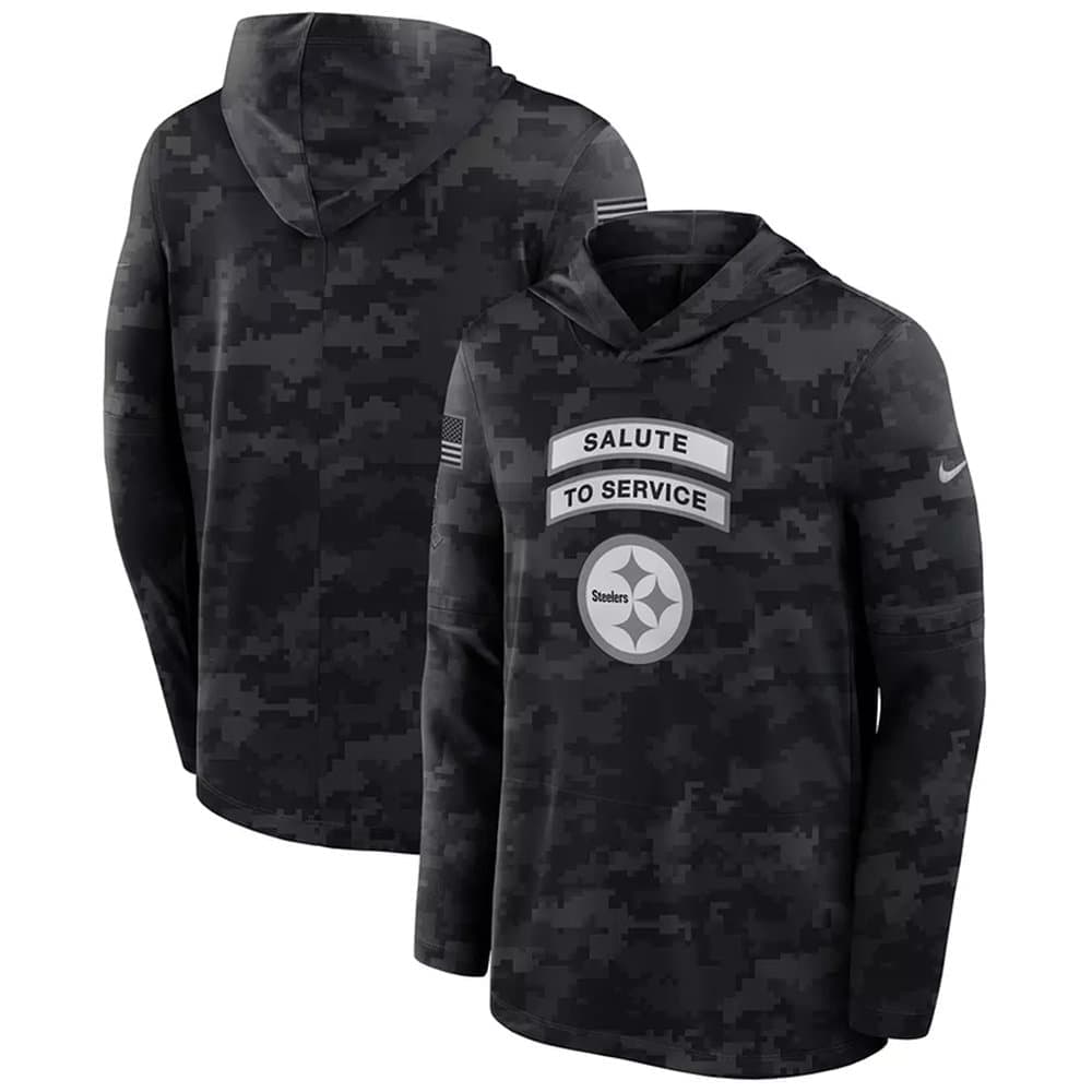 Men's Pittsburgh Steelers Black 2026 Salute to Service Sideline Lightweight Dri-FIT Long Sleeve Top Hoodie Men's Pittsburgh Steelers Black 2026 Salute to Service Sideline Lightweight Dri-FIT Long Sleeve Top Hoodie