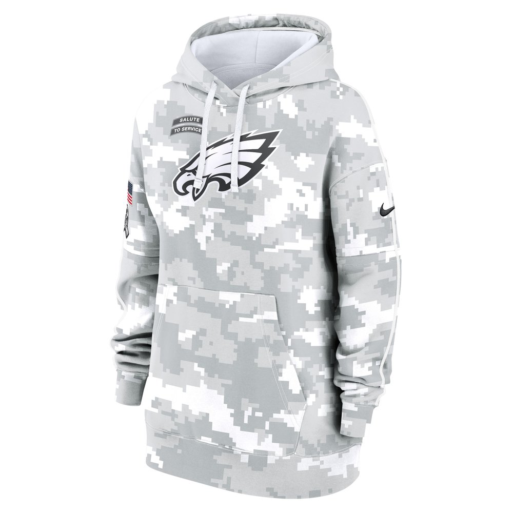 Women's Philadelphia Eagles Arctic Camo 2024 Salute To Service Club Fleece Pullover Hoodie
