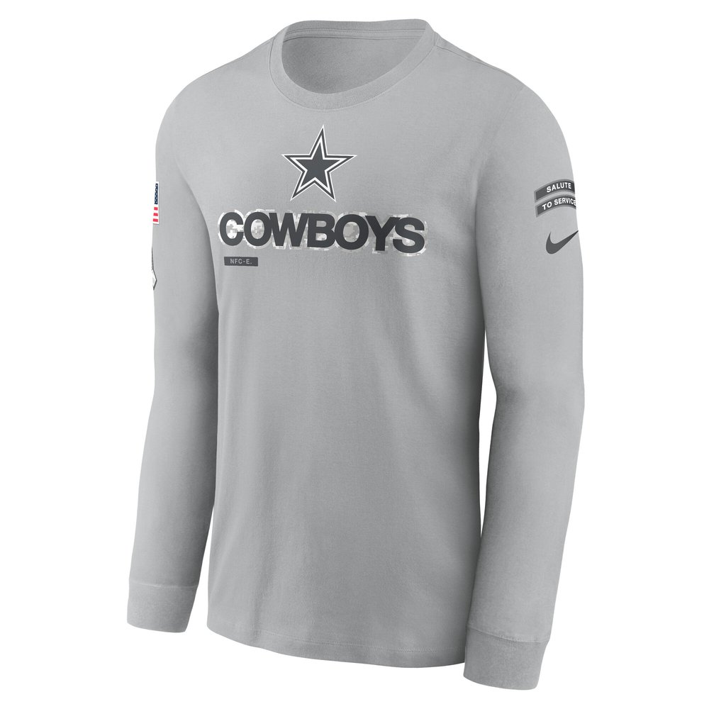 Men's Dallas Cowboys Gray 2024 Salute To Service Long Sleeve T-Shirt
