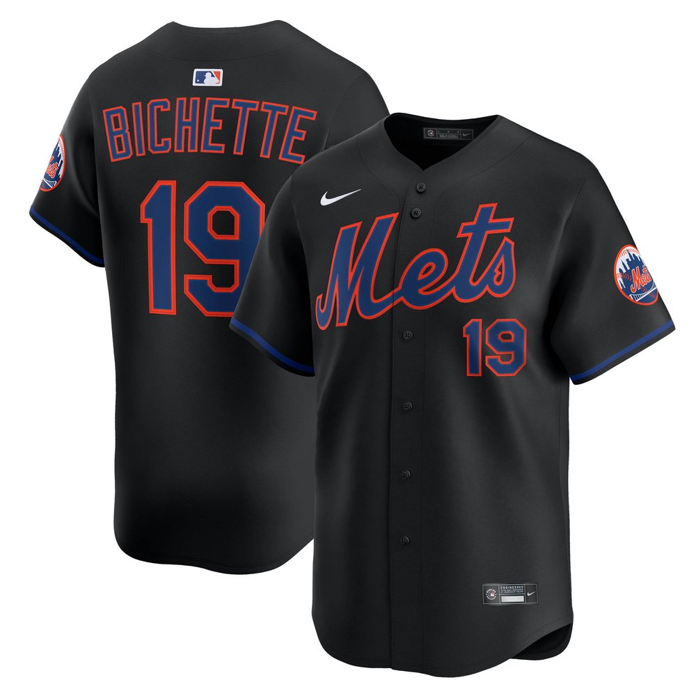 Men's New York Mets #19 Bo Bichette Nike Black Alternate Limited Jersey Men's New York Mets #19 Bo Bichette Nike Black Alternate Limited Jersey