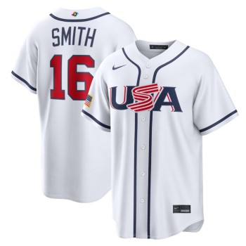 Men's USA Baseball #16 Will Smith White 2026 World Baseball Classic Home Stadium Jersey Men's USA Baseball #16 Will Smith White 2026 World Baseball Classic Home Stadium Jersey