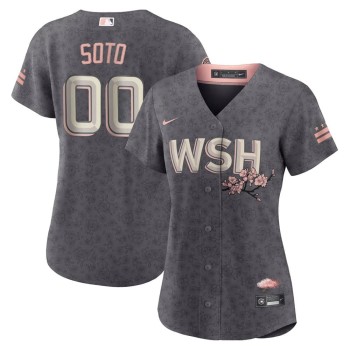 Women's Washington Nationals Grey Cherry Blossom City Connect Limited Custom Jersey Women's Washington Nationals Grey Cherry Blossom City Connect Limited Custom Jersey