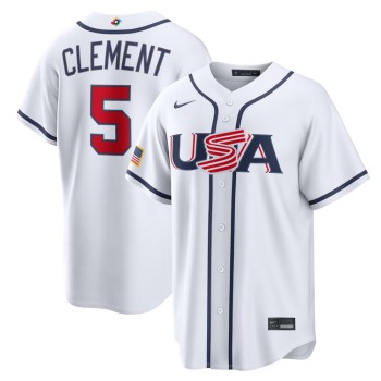 Men's USA Baseball #5 Ernie Clement White 2026 World Baseball Classic Home Stadium Jersey Men's USA Baseball #5 Ernie Clement White 2026 World Baseball Classic Home Stadium Jersey