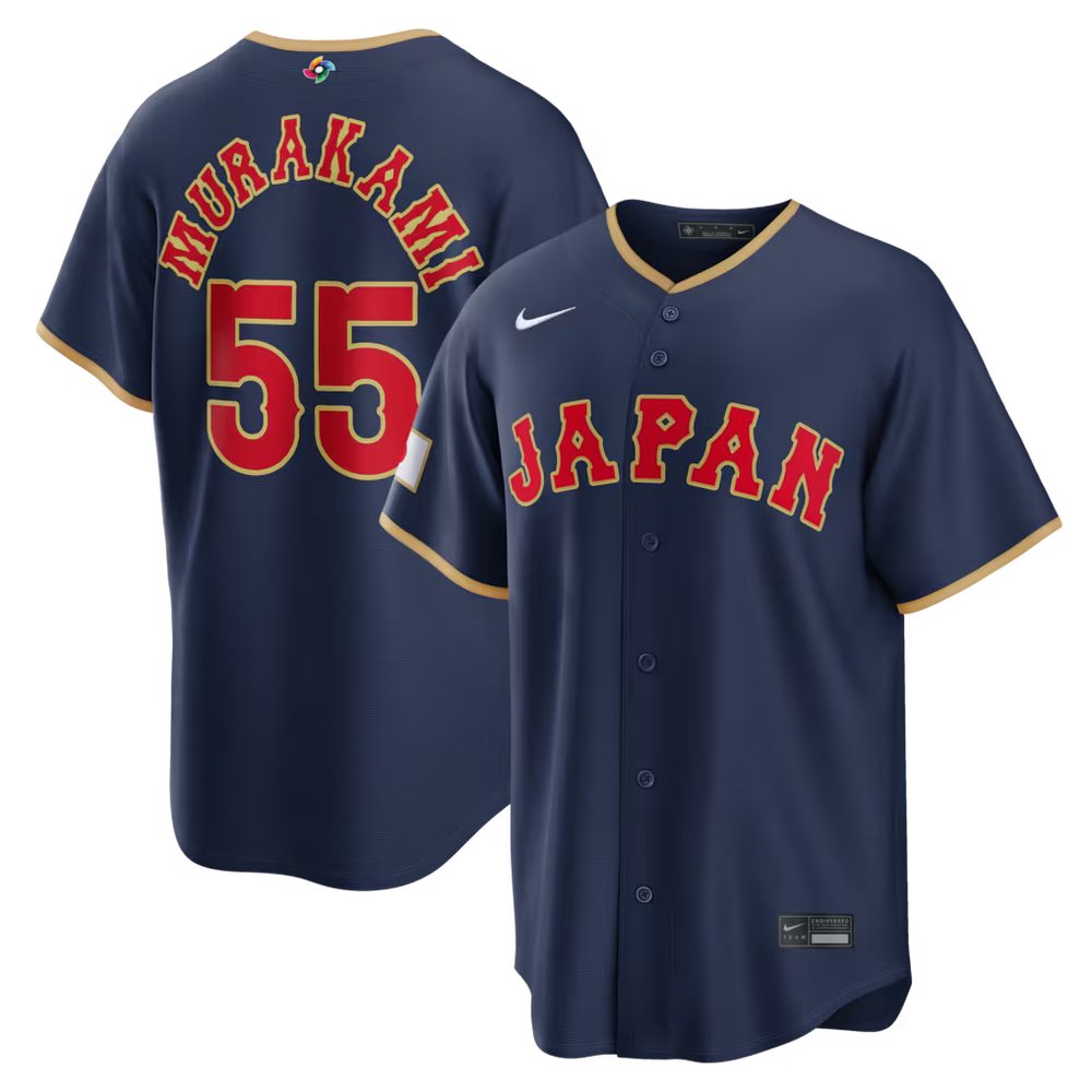 Men's Japan Baseball #55 Munetaka Murakami Navy 2026 World Baseball Classic Road Stadium Jersey Men's Japan Baseball #55 Munetaka Murakami Navy 2026 World Baseball Classic Road Stadium Jersey