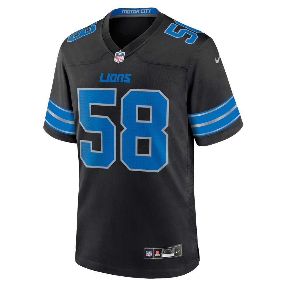 Men's Detroit Lions #58 Penei Sewell Black 2nd Alternate Game Jersey