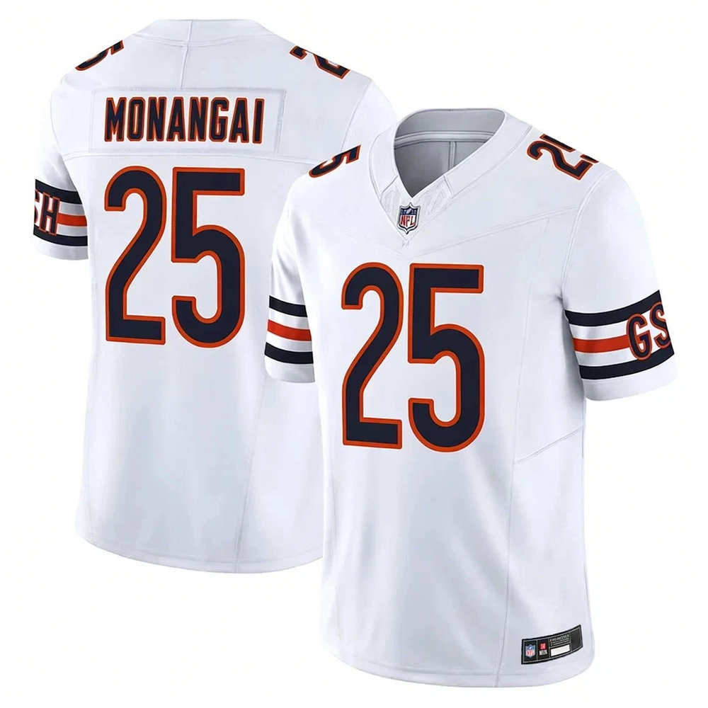 Men's Chicago Bears #25 Kyle Monangai White Vapor F.U.S.E. Limited Stitched Football Jersey