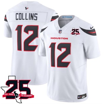 Men's Houston Texans #12 Nico Collins White 2026 25th Anniversary Patch Vapor F.U.S.E. Limited Jersey Men's Houston Texans #12 Nico Collins White 2026 25th Anniversary Patch Vapor F.U.S.E. Limited Jersey