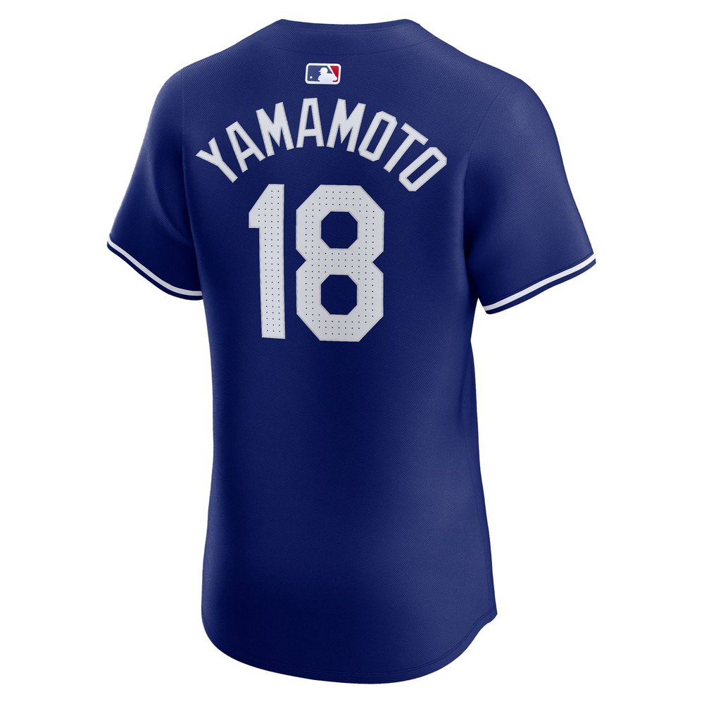 Men's Los Angeles Dodgers #18 Yoshinobu Yamamoto Royal 2024 World Series Alternate Elite Player Jersey