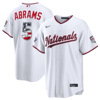 Men's Washington Nationals #5 CJ Abrams Nike White 2026 All-Star Edition Stars & Stripes Stadium Jersey Men's Washington Nationals #5 CJ Abrams Nike White 2026 All-Star Edition Stars & Stripes Stadium Jersey