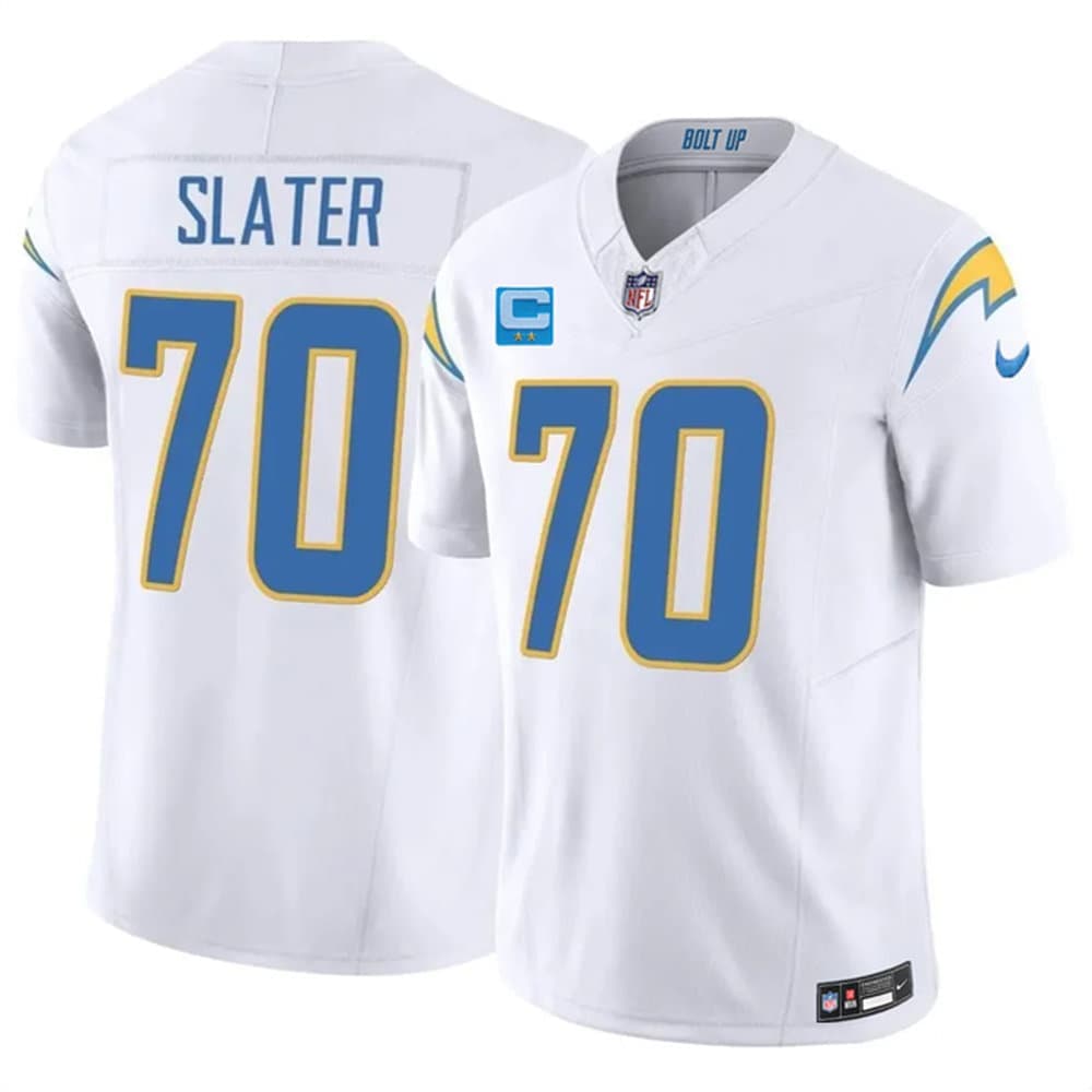 Men's Los Angeles Chargers #70 Rashawn Slater White 2026 2-Star C Patch Vapor F.U.S.E. Limited Jersey Men's Los Angeles Chargers #70 Rashawn Slater White 2026 2-Star C Patch Vapor F.U.S.E. Limited Jersey