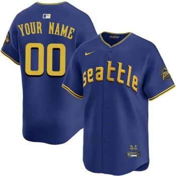 Men's Seattle Mariners Royal City Connect Limited Custom Jersey Men's Seattle Mariners Royal City Connect Limited Custom Jersey