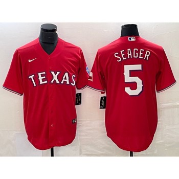 Men's Texas Rangers #5 Corey Seager Red Cool Base Stitched Baseball Jersey Men's Texas Rangers #5 Corey Seager Red Cool Base Stitched Baseball Jersey