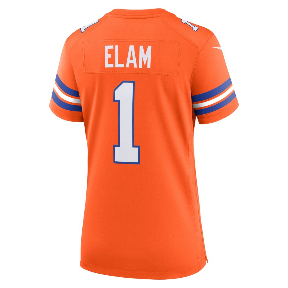 Women's Denver Broncos Jason Elam Orange Mile High Collection 1977 Throwback Retired Player Game Jersey Women's Denver Broncos Jason Elam Orange Mile High Collection 1977 Throwback Retired Player Game Jersey