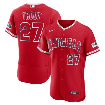 Youth Los Angeles Angels #27 Mike Trout Nike Red Alternate Authentic Sponsor Patch Jersey Youth Los Angeles Angels #27 Mike Trout Nike Red Alternate Authentic Sponsor Patch Jersey
