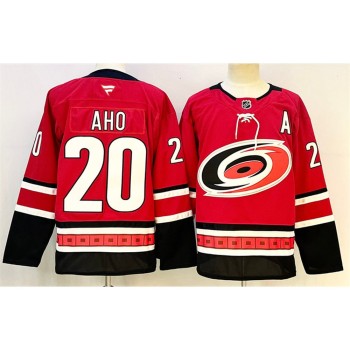 Men's Carolina Hurricanes #20 Sebastian Aho Red 2024-25 With A Patch Home Stitched Hockey Premium Jersey Men's Carolina Hurricanes #20 Sebastian Aho Red 2024-25 With A Patch Home Stitched Hockey Premium Jersey
