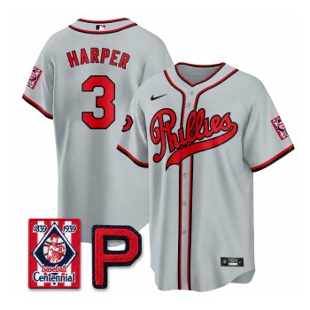 Youth Philadelphia Phillies #3 Bryce Harper Gray Stitched Baseball Jersey