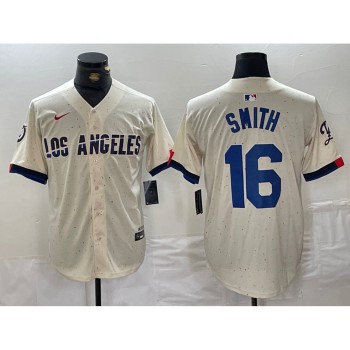 Men's Los Angeles Dodgers #16 Will Smith Cream Stitched Baseball Jersey Men's Los Angeles Dodgers #16 Will Smith Cream Stitched Baseball Jersey